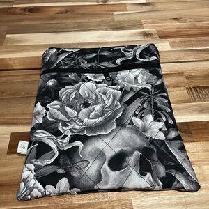 Gothic Floral Skull Quilted Zipper Pouch –Handmade Protective Sleeve